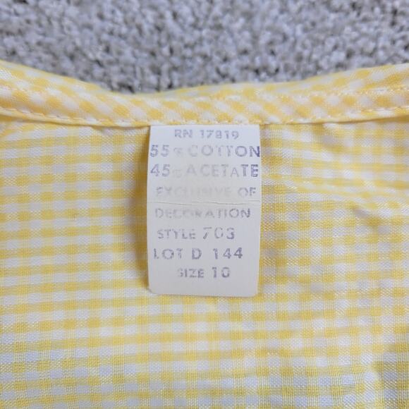 VTG Kingly Womens House Coat‎ 10 Yellow Gingham Grandma Cottagecore Nightgown - Picture 5 of 12
